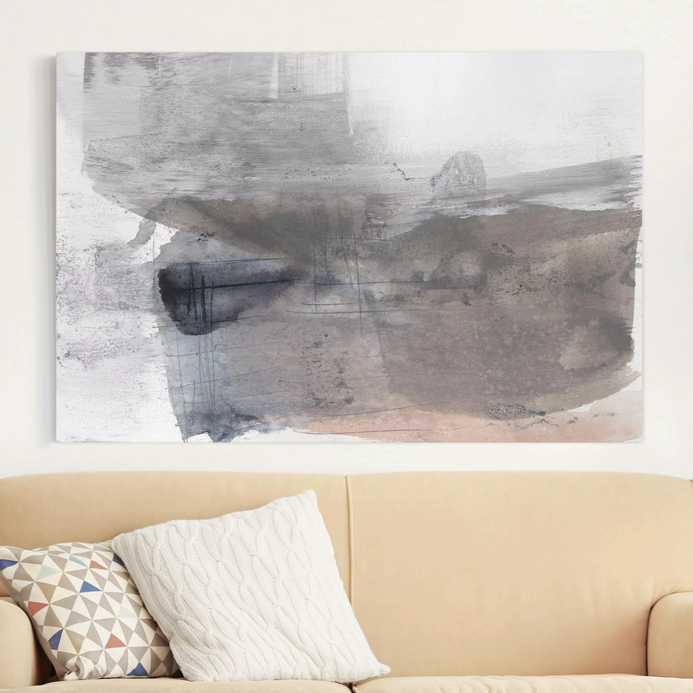 Leinwandbild Abstrakt - Querformat Schattierungen in Sepia II günstig online kaufen