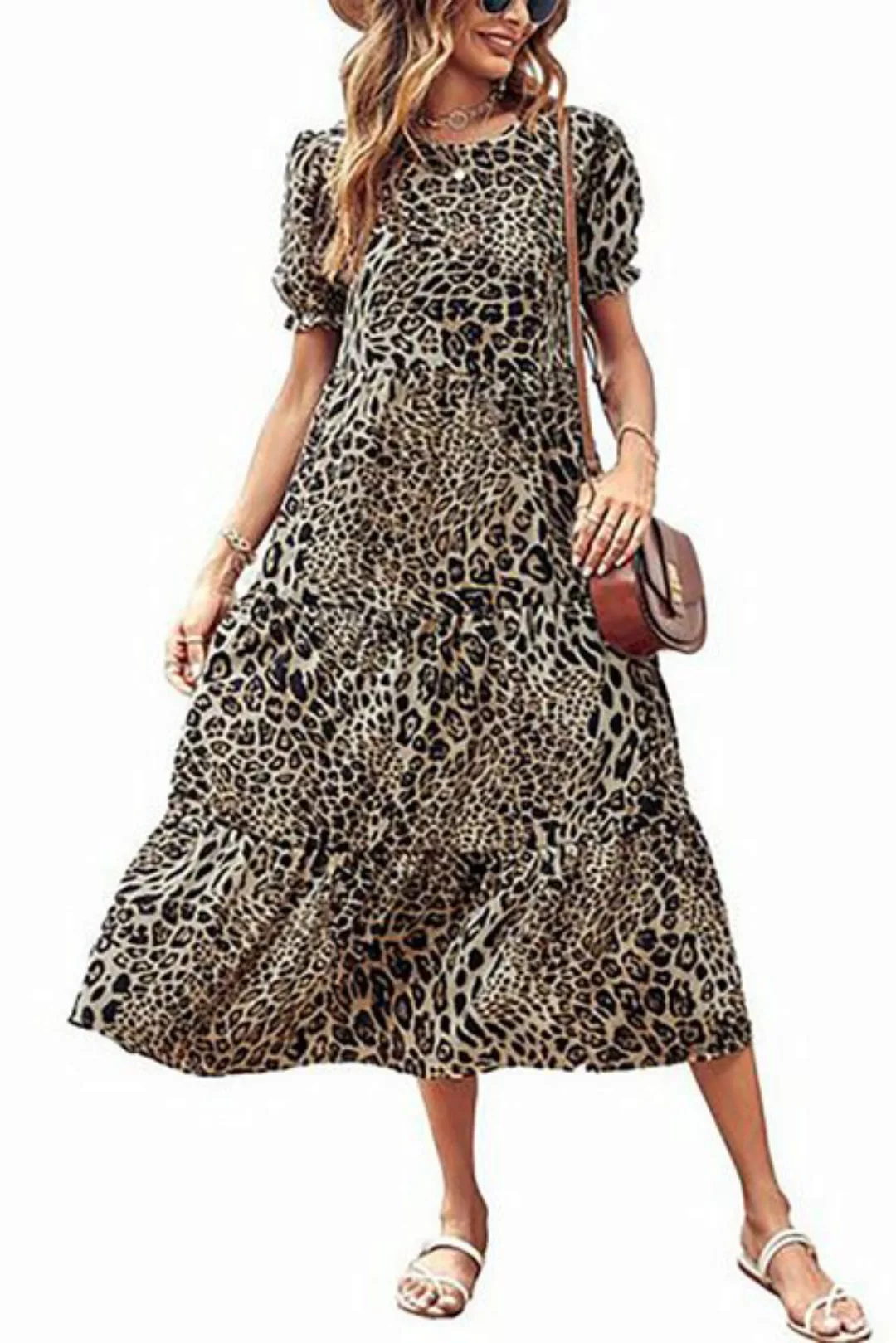 BlauWave Sommerkleid Unifarbenes Rundhals-Kleid mit kurzen Ärmeln (1-tlg) H günstig online kaufen