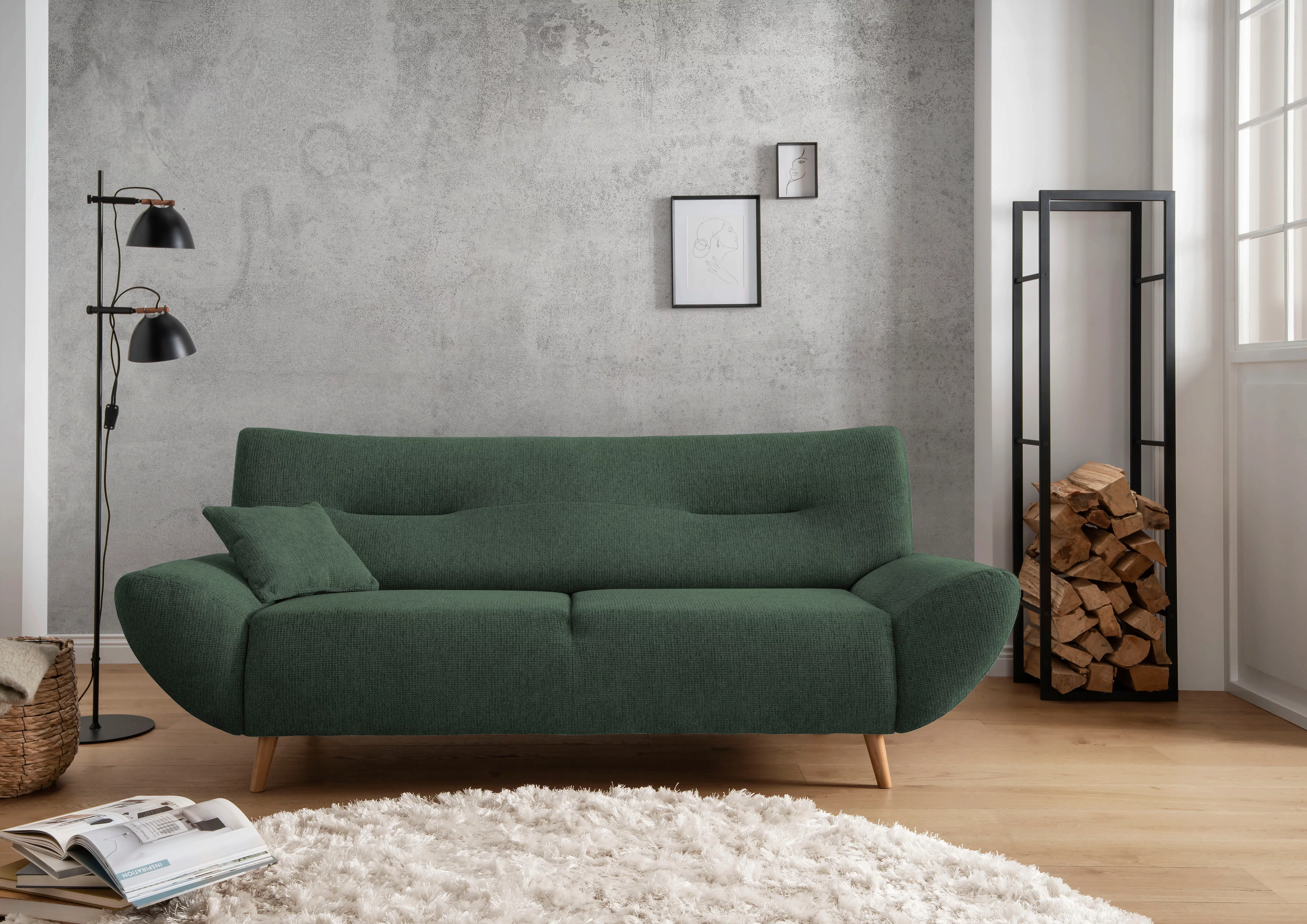 INOSIGN 3-Sitzer "Drago, elegant und zeitlos, komfortabel, mit Holzfuß", fr günstig online kaufen