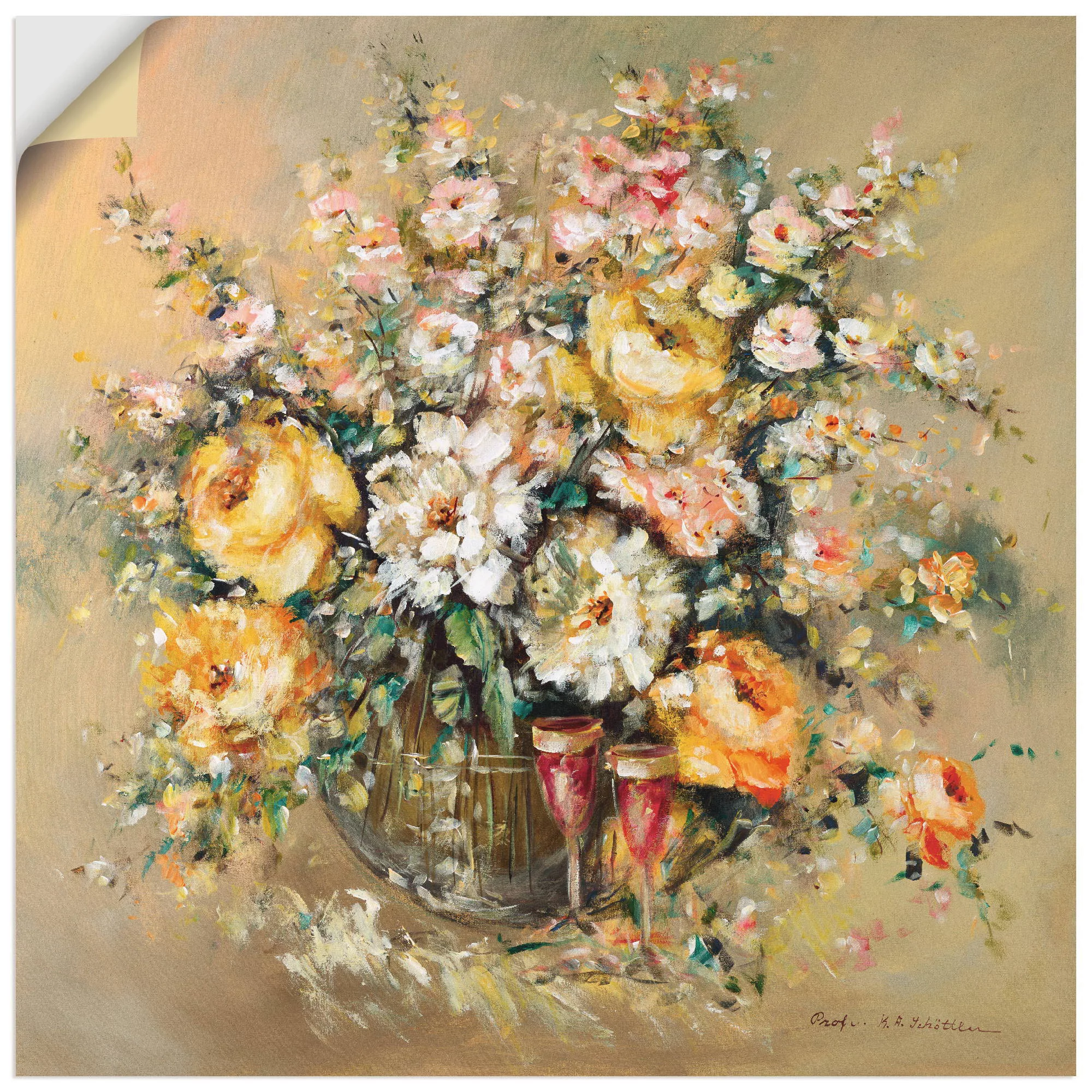 Artland Wandbild "Blumen und Spirituosen", Blumen, (1 St.), als Leinwandbil günstig online kaufen