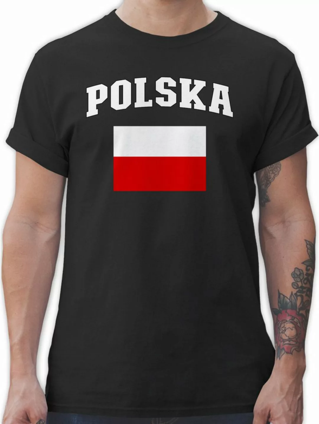 Shirtracer T-Shirt Polska Schriftzug mit Flagge, Polen, Poland, Polnisch 20 günstig online kaufen