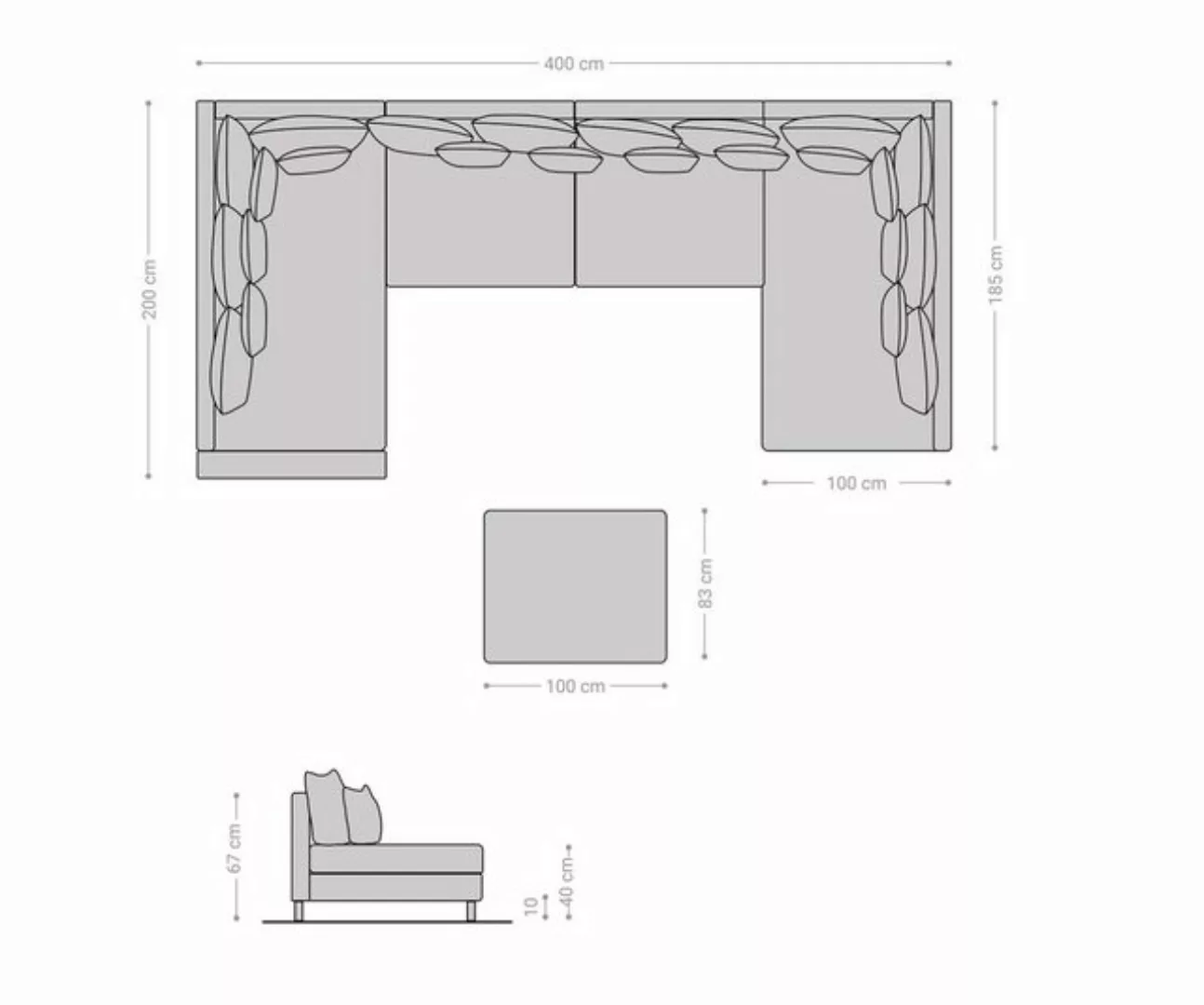 DELIFE Wohnlandschaft Clovis, XL Braun Antik Optik Hocker Armlehne Wohnland günstig online kaufen