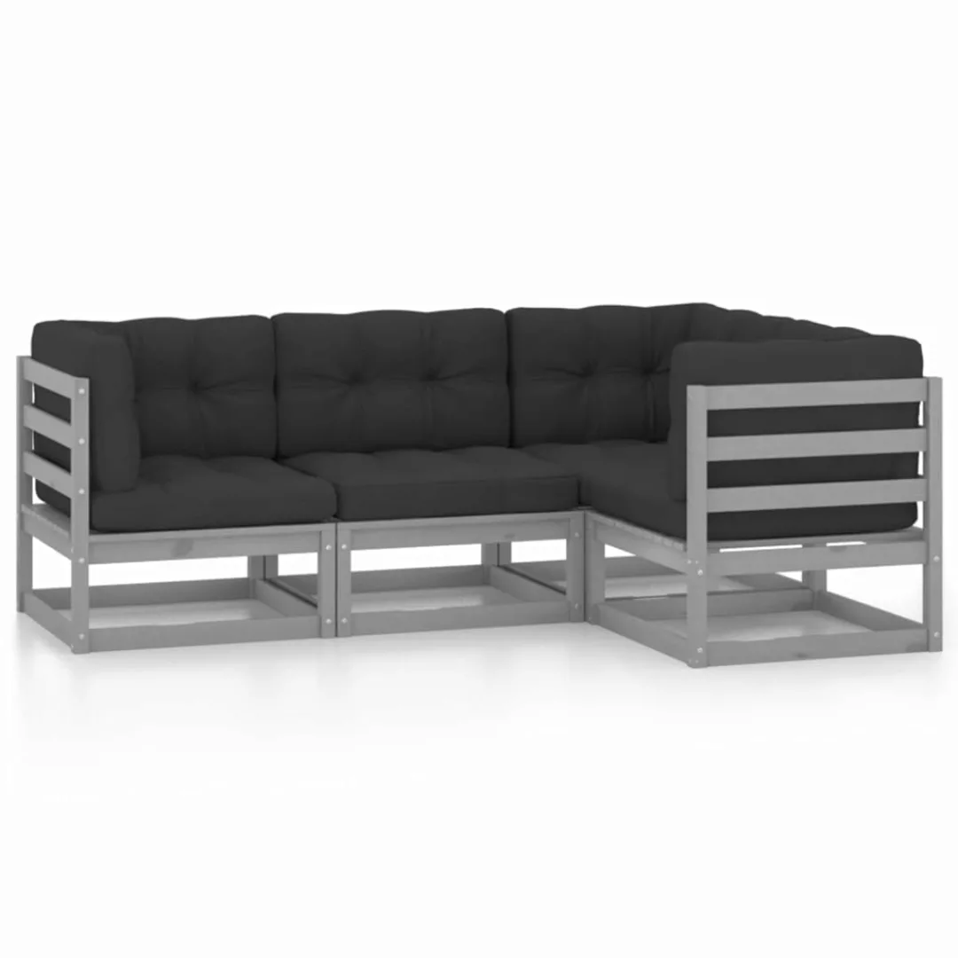 4-tlg. Garten-lounge-set Mit Kissen Kiefer Massivholz günstig online kaufen