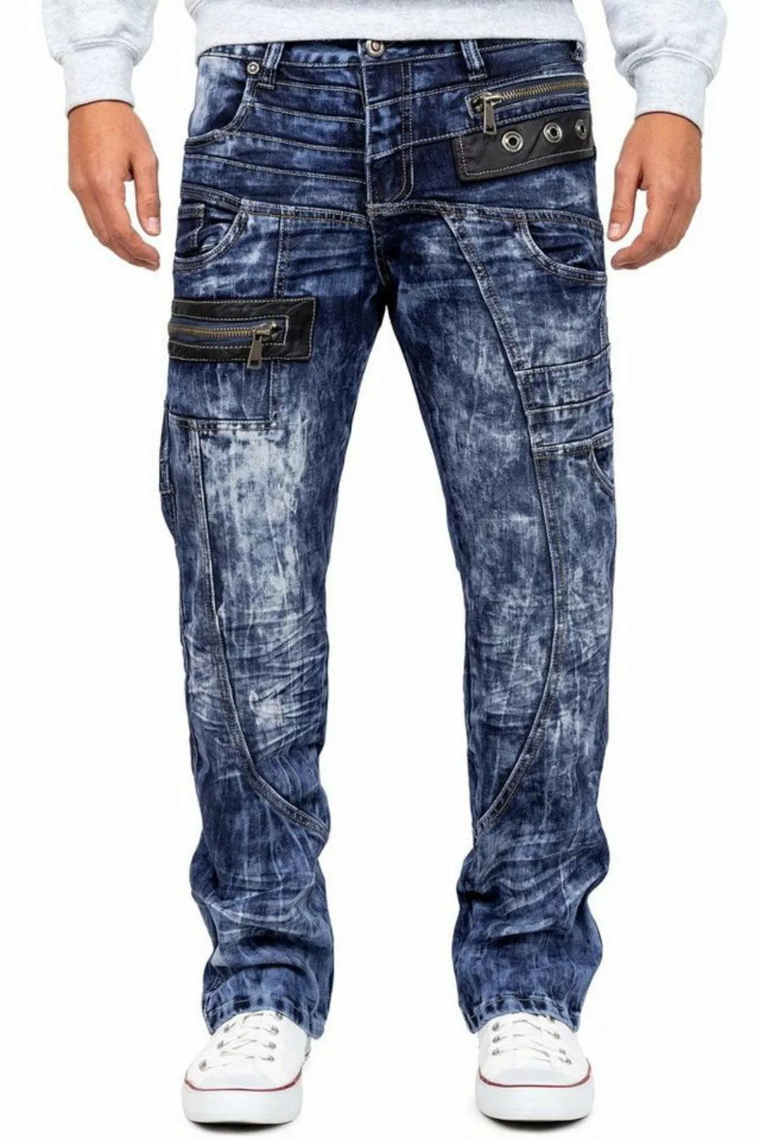 Kosmo Lupo 5-Pocket-Jeans Auffällige Herren Hose BA-KM012 Blau W34/L34 (1-t günstig online kaufen