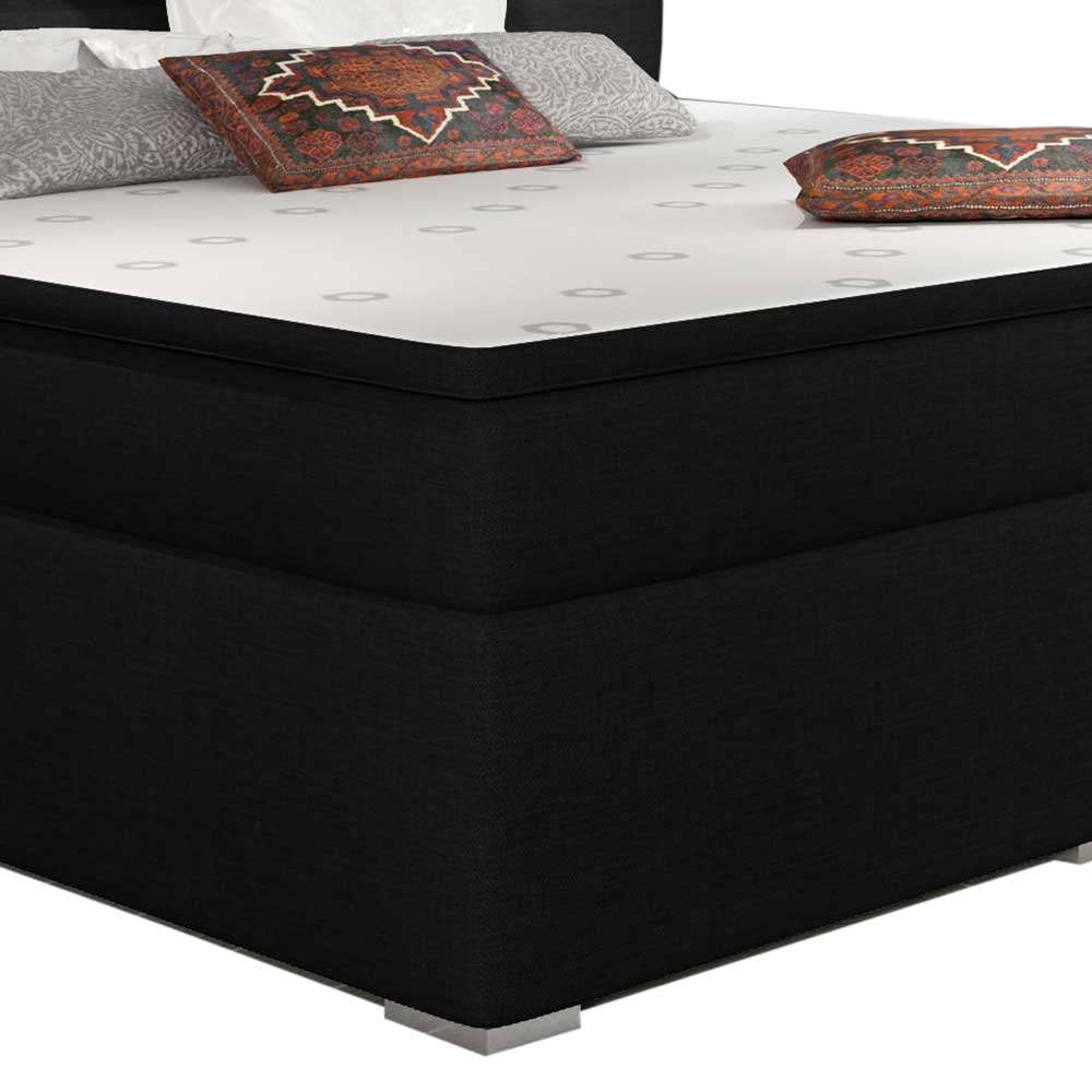 Doppelbett Boxbett in Schwarzbraun aus Webstoff günstig online kaufen