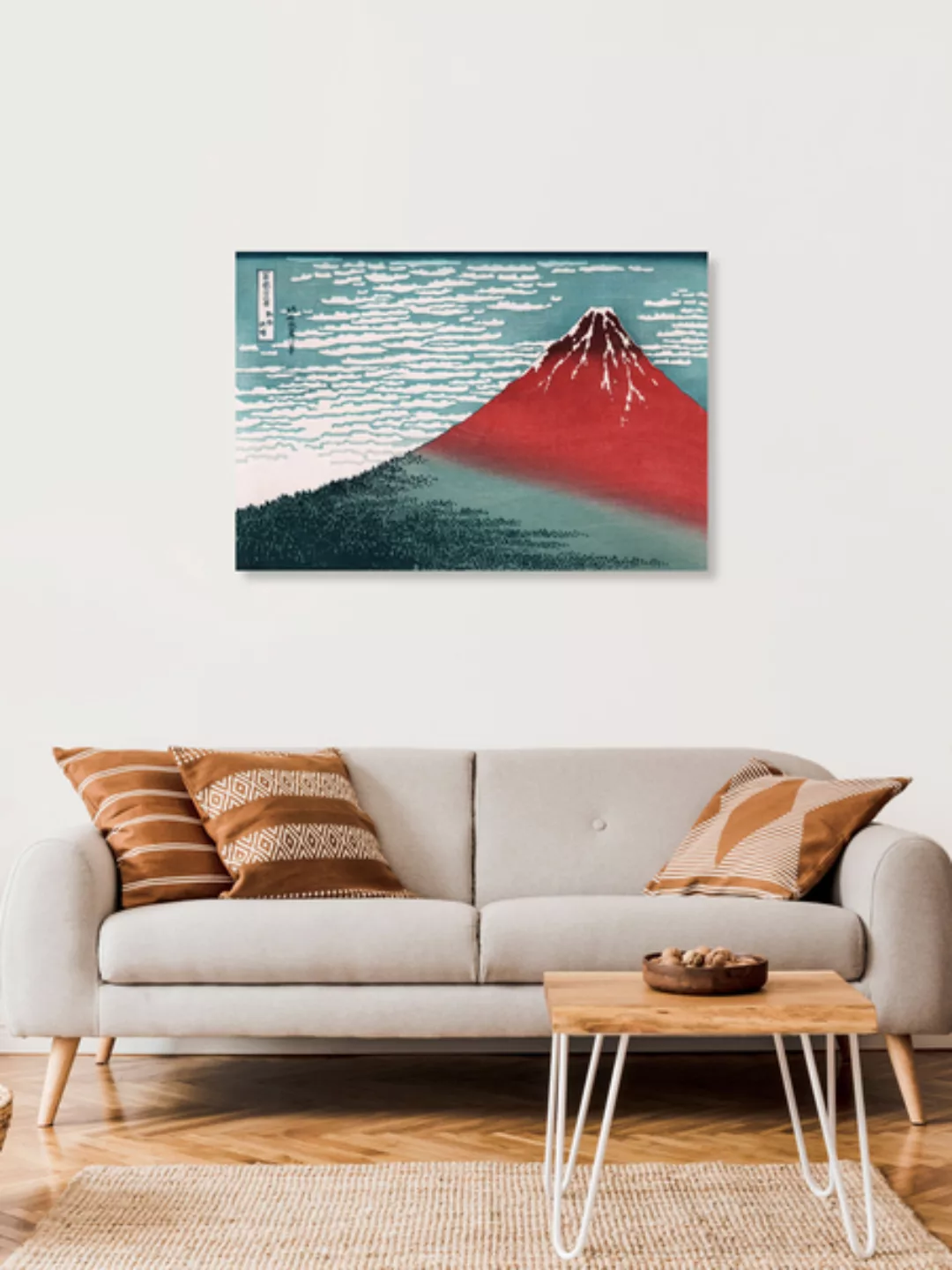 Poster / Leinwandbild - Glowing Mount Fuji By Katsushika Hokusai günstig online kaufen