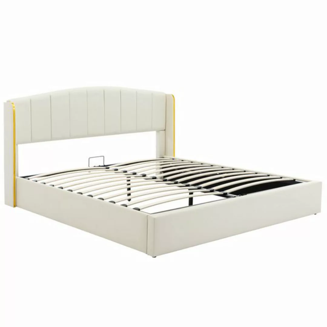 MODFU Polsterbett Hydraulisches Bett (140*200cm), mit goldgerandetes Ohrend günstig online kaufen