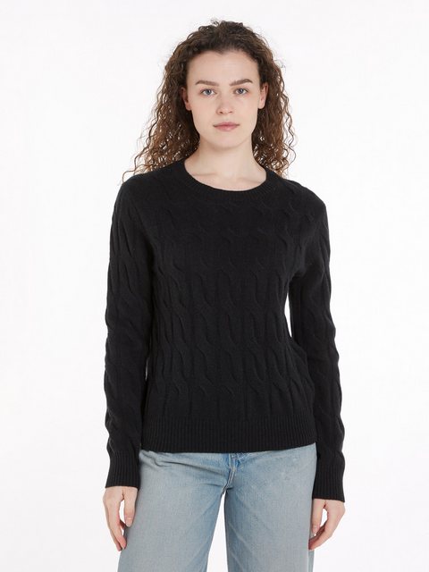 Tommy Hilfiger Strickpullover SOFT WOOL CABLE C-NK mit Zopfmuster, Rundhals günstig online kaufen