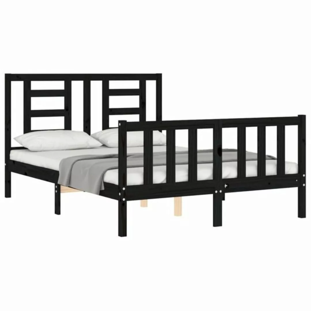 furnicato Bettgestell Massivholzbett mit Kopfteil Schwarz 140x190 cm (1-tlg günstig online kaufen