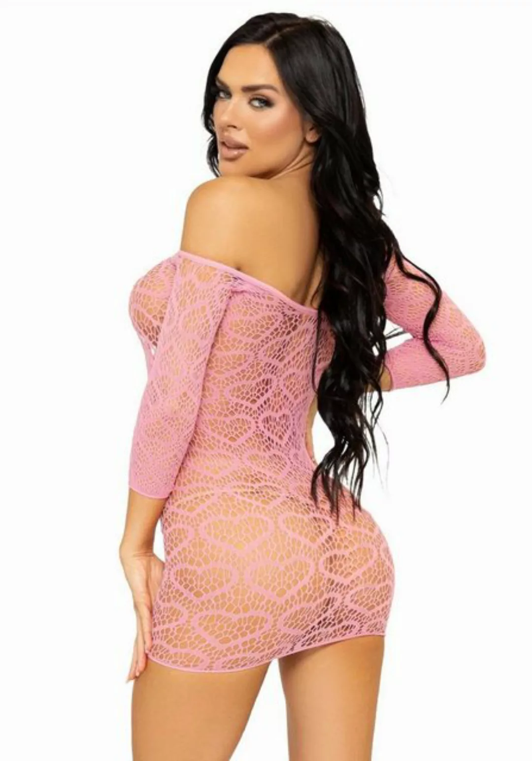 Leg Avenue Minikleid Netz-Kleid mit Herz-Muster - rosa günstig online kaufen