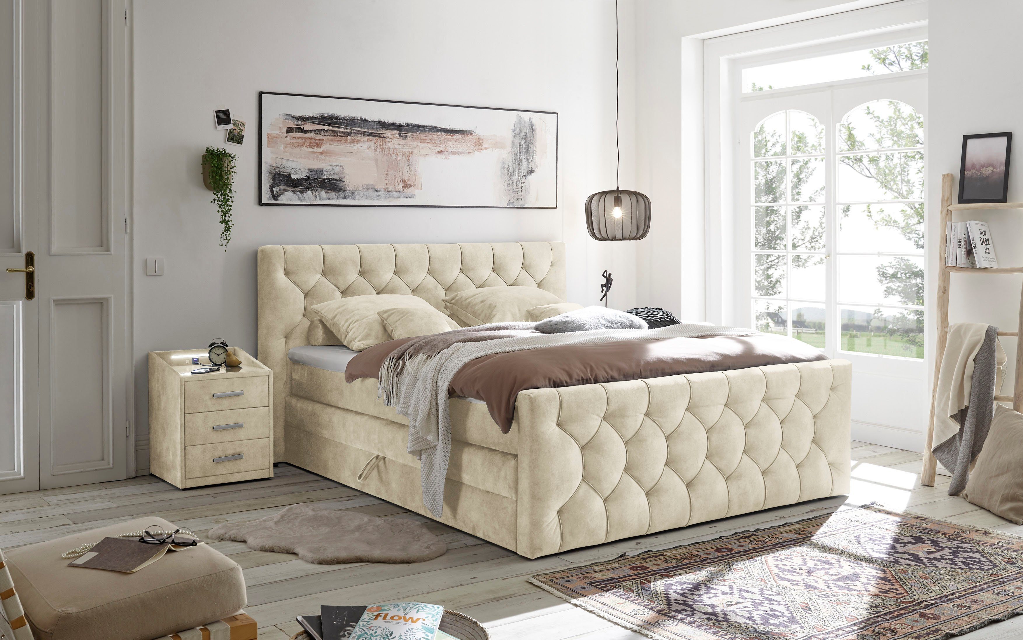 ED EXCITING DESIGN Boxspringbett ""Cashfield" Topseller inkl. zwei Bettkäst günstig online kaufen