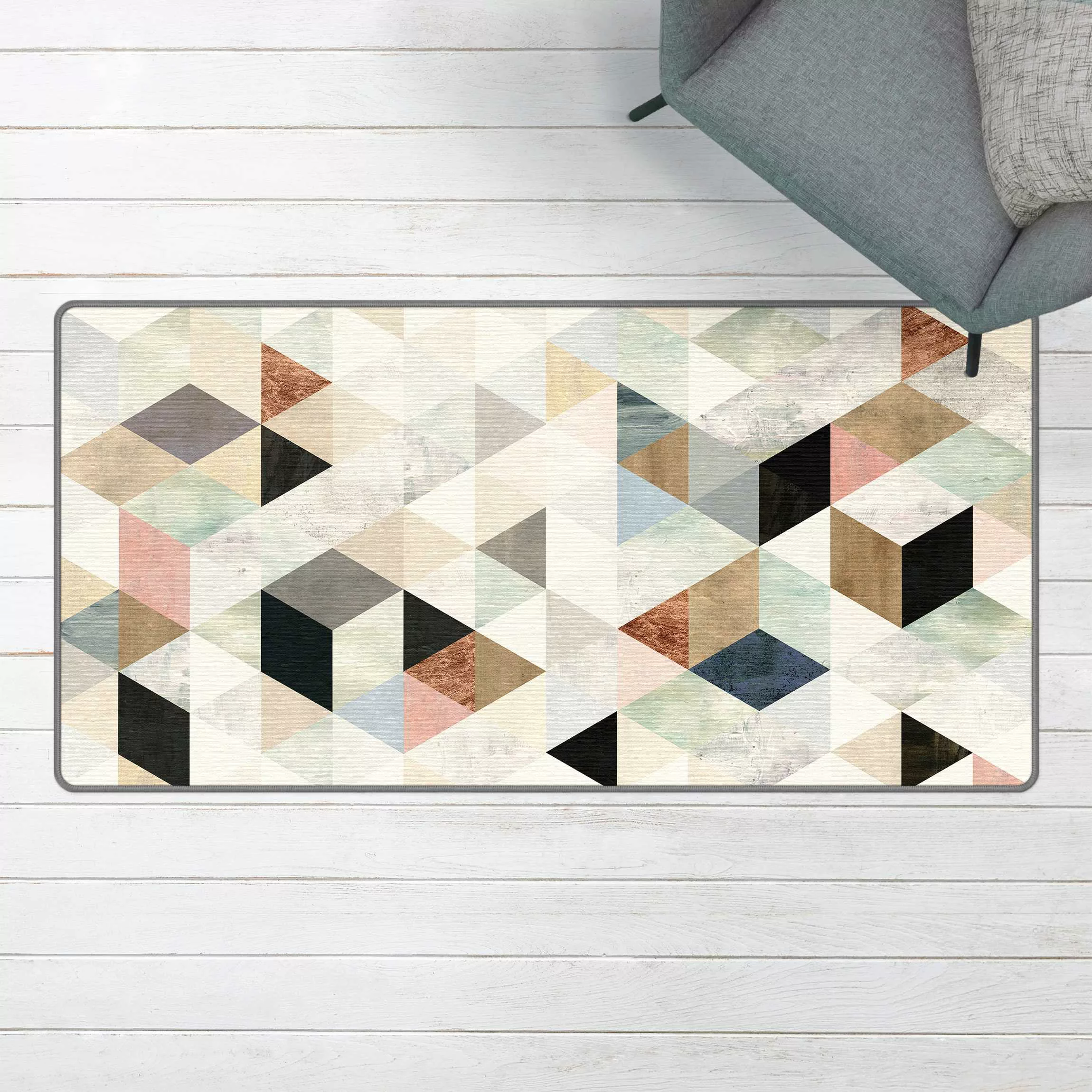 Teppich Aquarell-Mosaik mit Dreiecken I günstig online kaufen