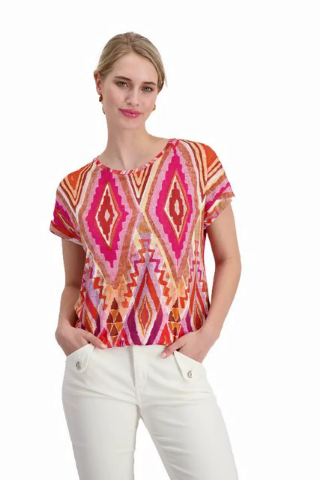 Monari T-Shirt Monari Damen T-Shirt berry sorbet gemustert 42 (1-tlg) günstig online kaufen