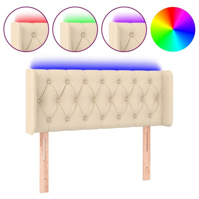 vidaXL Bett, LED Kopfteil Creme 93x16x78/88 cm Stoff günstig online kaufen