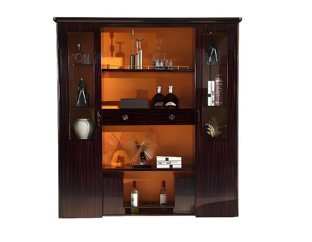 Xlmoebel Vitrine Designer Möbel Vitrine aus Holz und Leder für die Wand - V günstig online kaufen