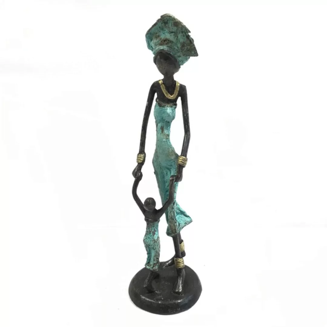 Bronze-skulptur "Laufen Lernen - Frau Mit Kind " By Issouf | 25 Cm | Unikat günstig online kaufen