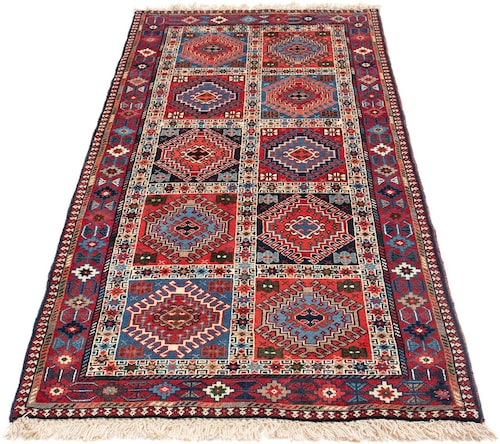 morgenland Wollteppich »Yalameh Felder Blu scuro 152 x 102 cm«, rechteckig günstig online kaufen