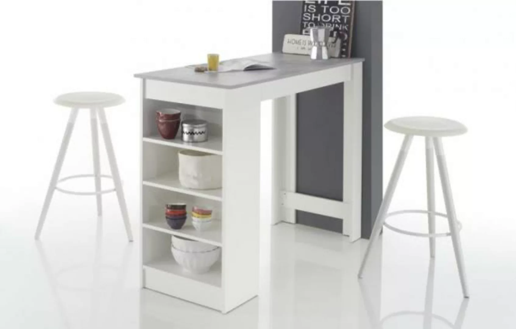 Bartisch inkl Regal Mojito von Stolkom Weiss / Beton günstig online kaufen