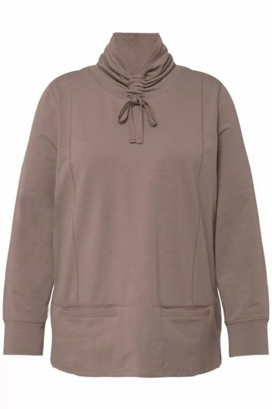 Ulla Popken Sweatshirt Sweatshirt Stehkragen Taschen Langarm Biobaumwolle günstig online kaufen