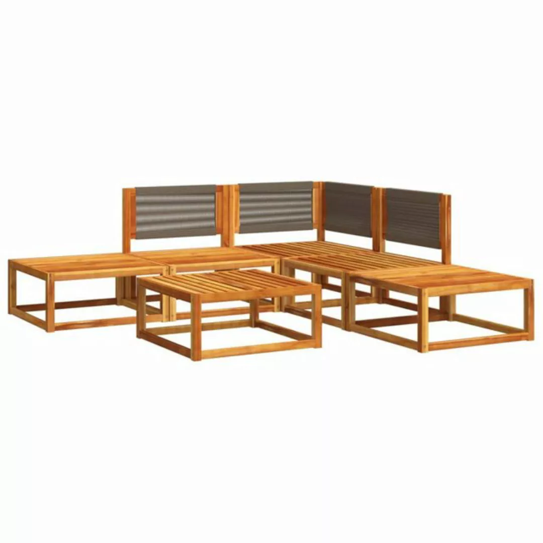 vidaXL Loungesofa 6-tlg. Garten-Sofagarnitur mit Kissen Massivholz Akazie, günstig online kaufen