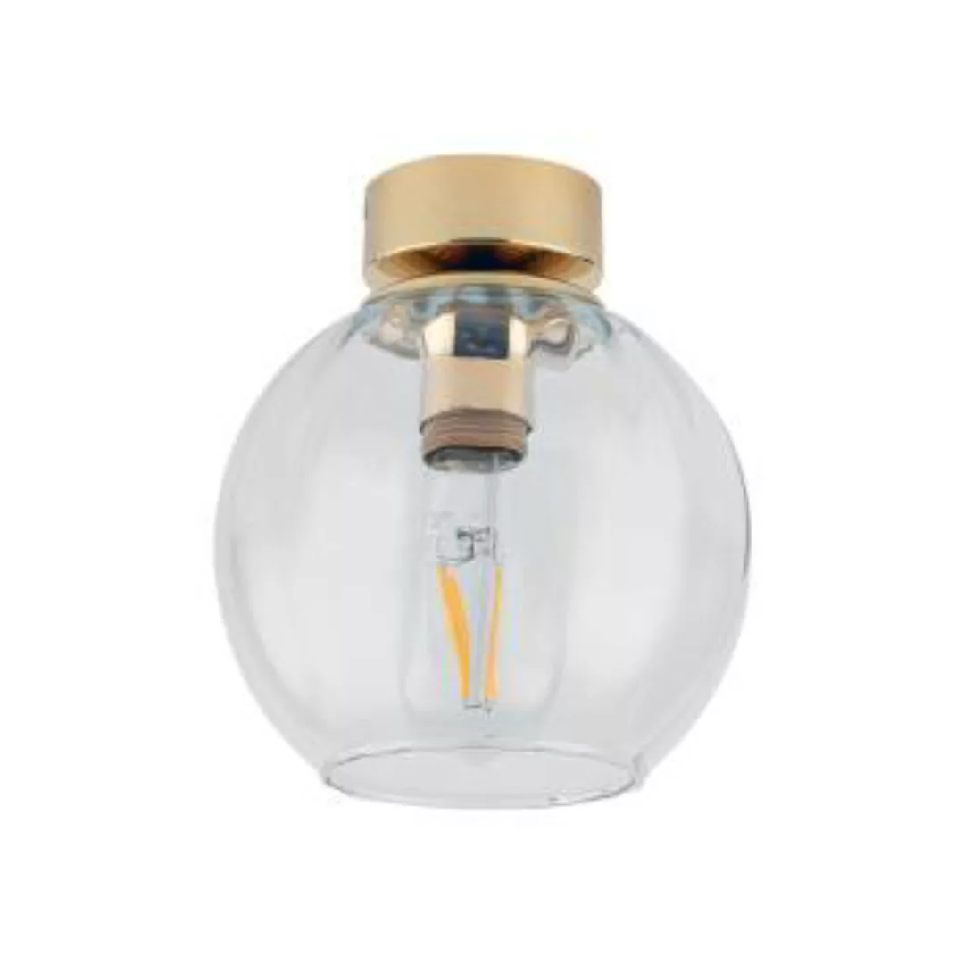 Deckenlampe rund Ø 18 cm klein in Gold Klar Glas Kugel günstig online kaufen