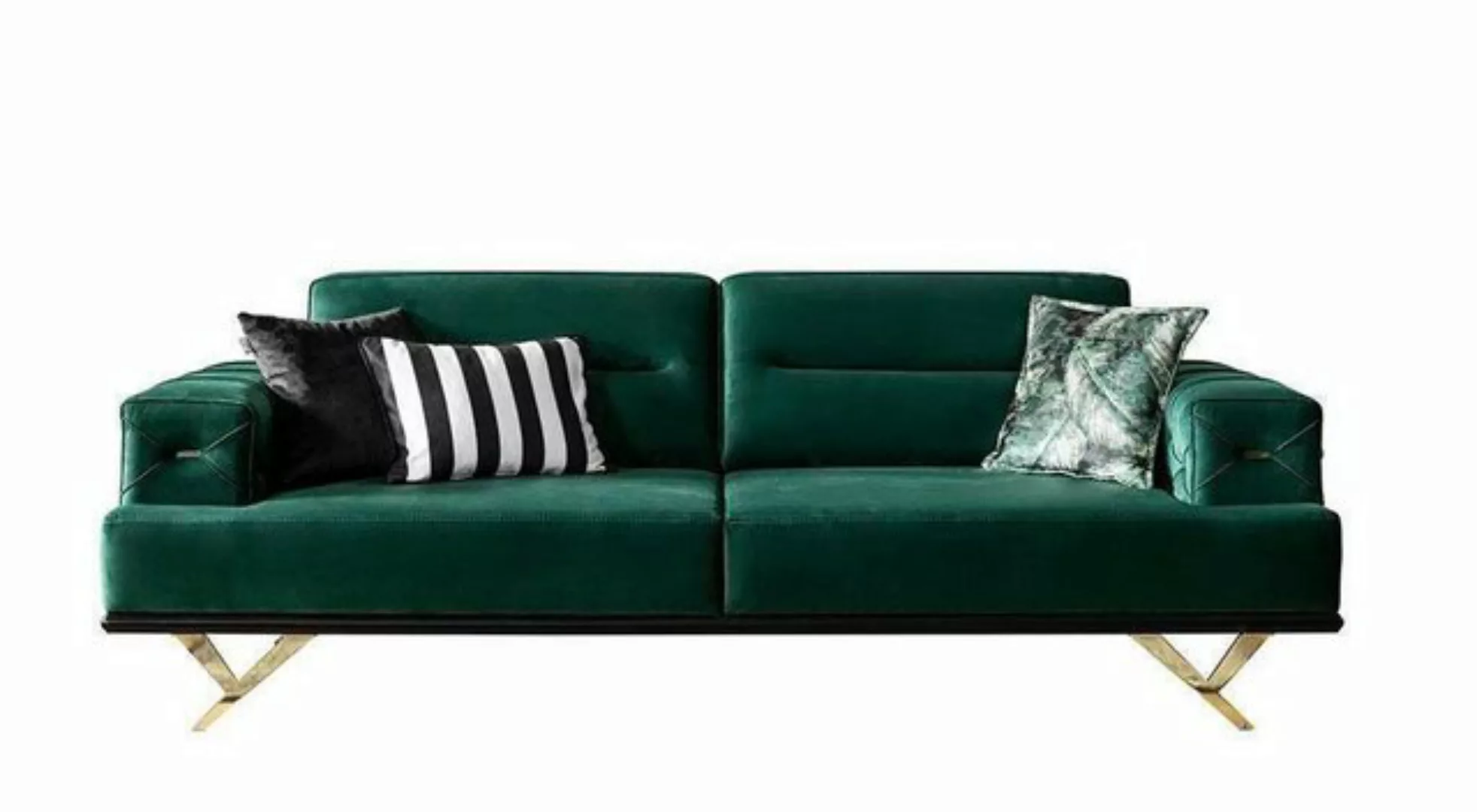 JVmoebel Sofa Grüner Dreisitzer Wohnzimmer Sofa Polstercouchen Edelstahl, 1 günstig online kaufen