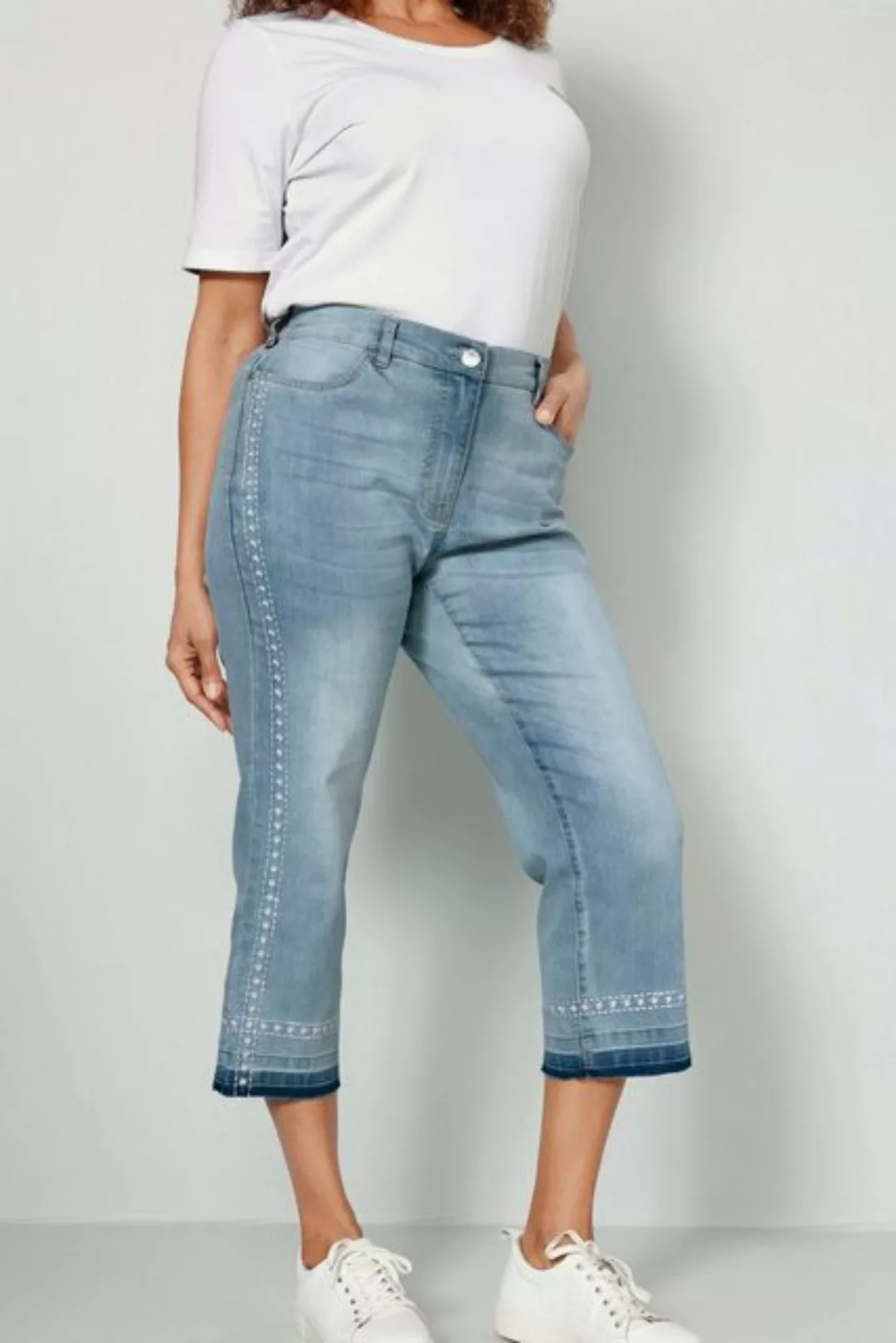 MIAMODA 5-Pocket-Jeans 3/4-Jeans Slim Fit Stickereien 5-Pocket günstig online kaufen