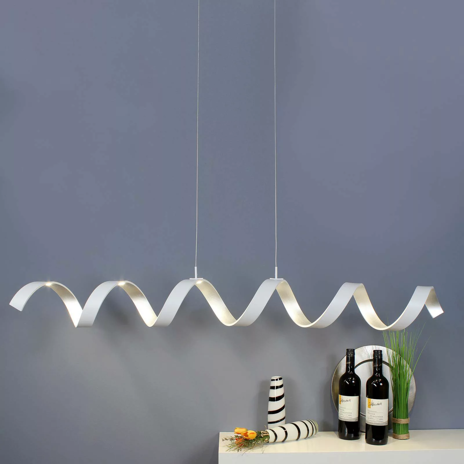 Luce Design LED-Pendelleuchte Helix Weiß-Silber 125 x 120 x 13,5 cm günstig online kaufen