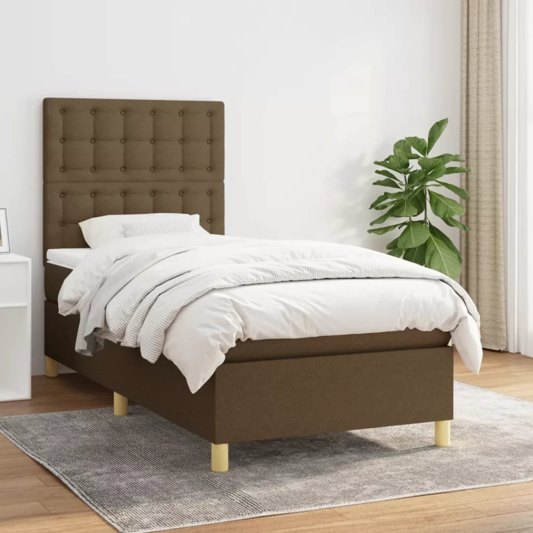 Vidaxl Boxspringbett Mit Matratze Dunkelbraun 100x200 Cm Stoff günstig online kaufen