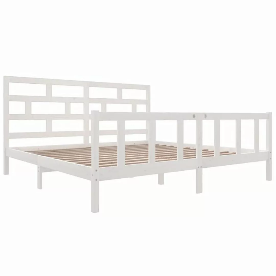 vidaXL Bettgestell Massivholzbett Weiß Kiefer 200x200 cm Doppelbett Bett Be günstig online kaufen