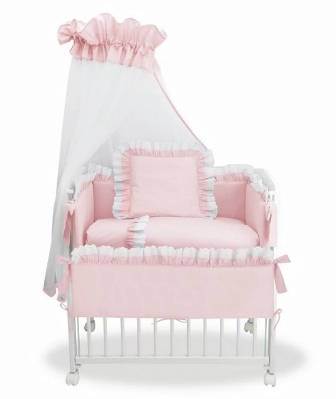 hopsibaby Beistellbett 3in1 Babybett Komplettbett Royal Rosa Spitze, Premiu günstig online kaufen