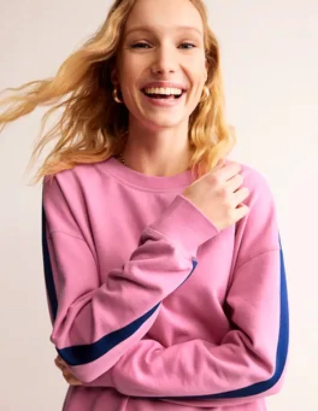 Swaetshirt mit überschnittener Schulter Damen Boden, Rosarot Streifen günstig online kaufen
