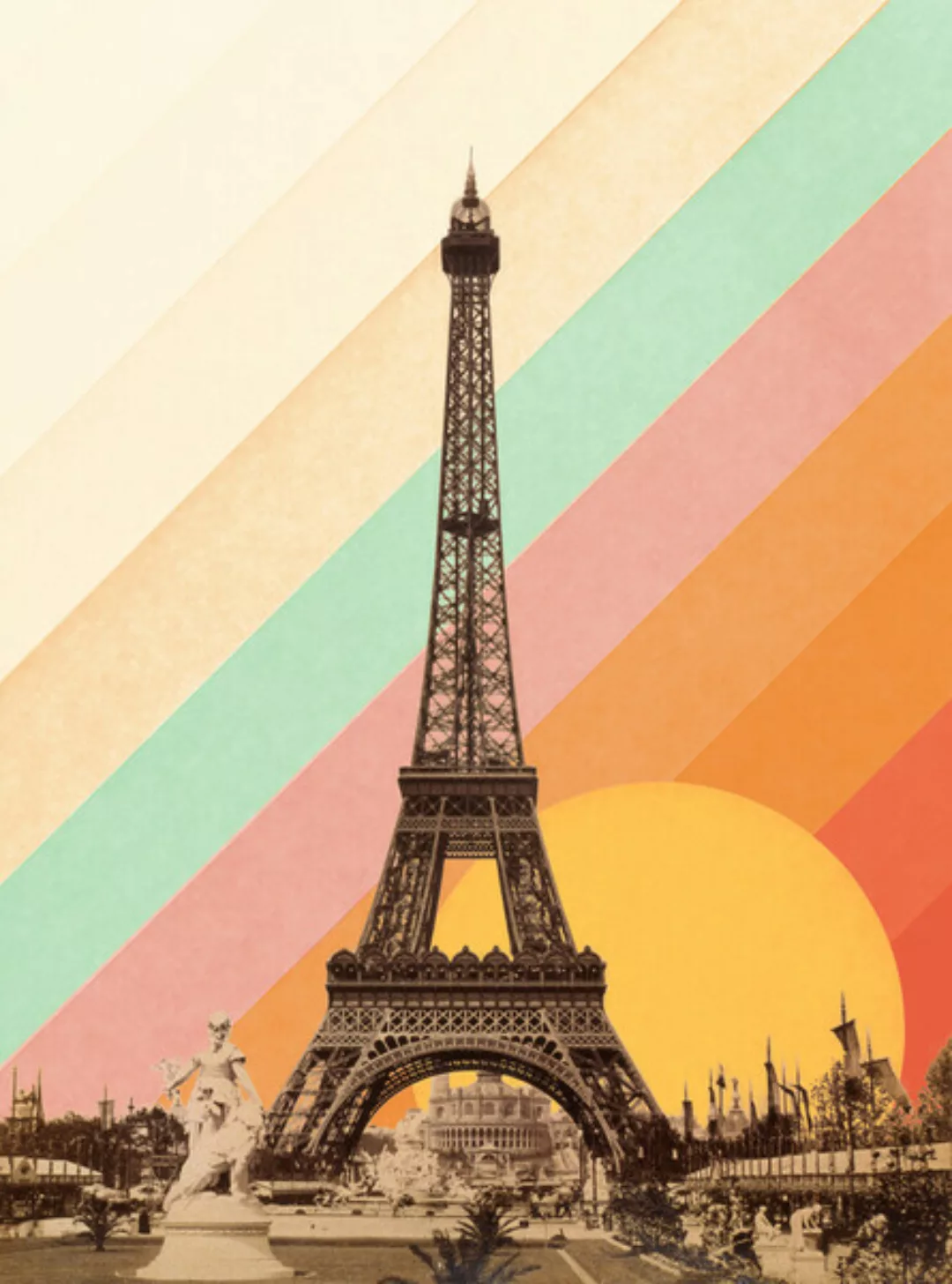 Poster / Leinwandbild - Eiffelturm Vor Regenbogen günstig online kaufen