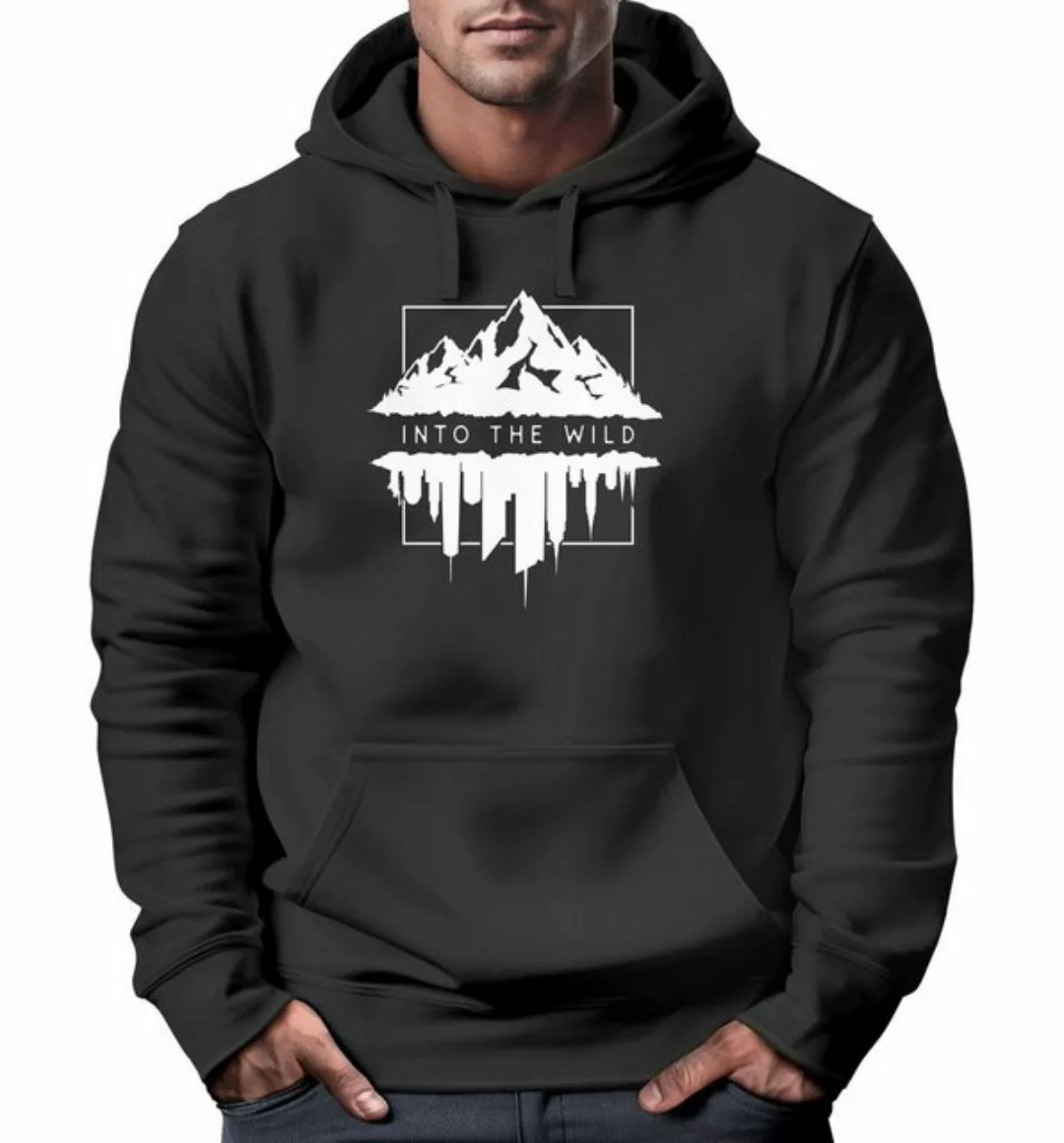 Neverless Hoodie Hoodie Herren Into The Wild Berge Skyline Kapuzen-Pullover günstig online kaufen