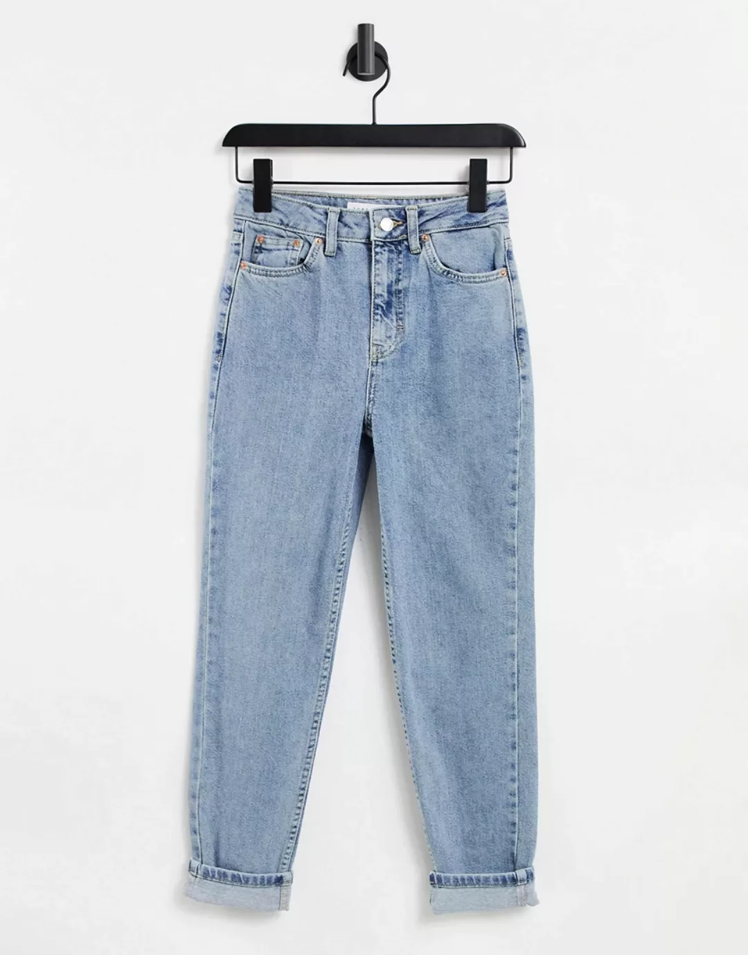 Topshop – Premium-Jeans in gebleichter Waschung-Blau günstig online kaufen