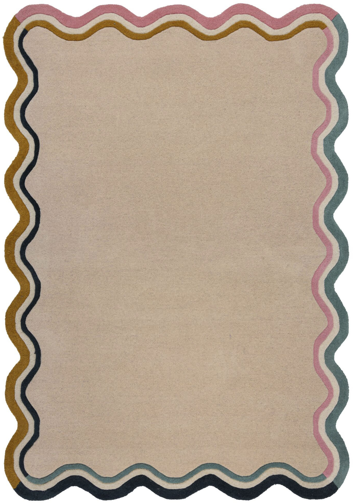 FLAIR RUGS Wollteppich »Leo Scallop«, rechteckig, 25 mm Höhe, Woll Border T günstig online kaufen