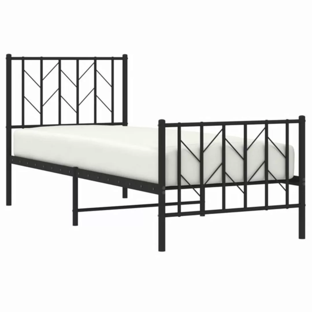 vidaXL Bett Bettgestell mit Kopf- und Fußteil Metall Schwarz 75x190 cm günstig online kaufen