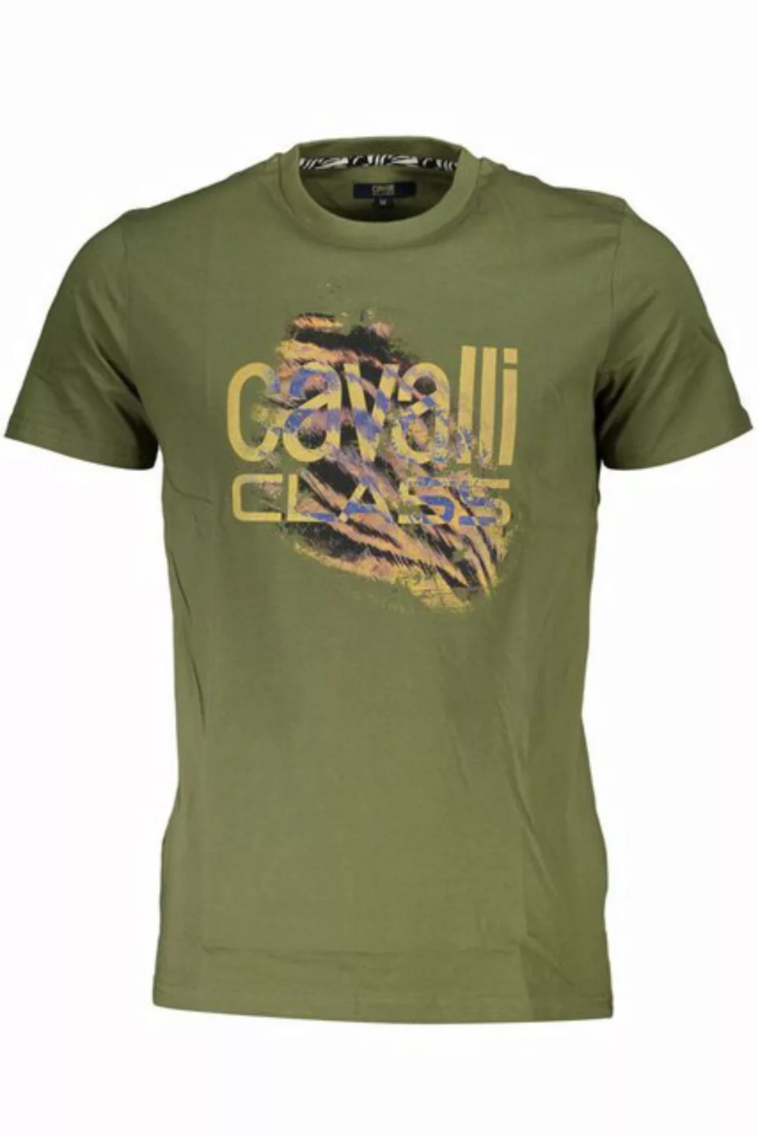 Cavalli Class T-Shirt Herren T-Shirt Grün mit Logo-Druck & Rundhals – günstig online kaufen