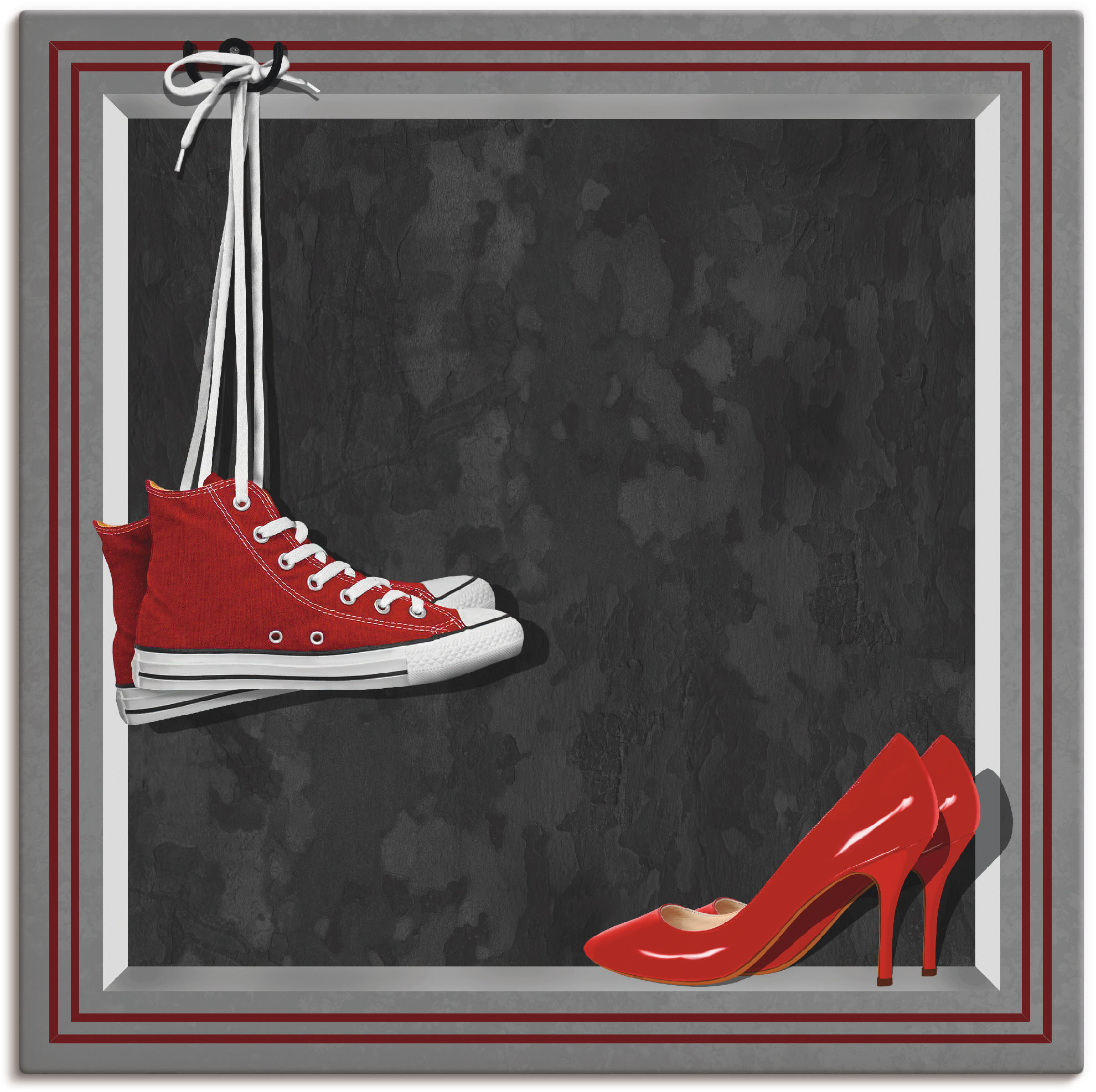 Artland Leinwandbild "Die roten Schuhe", Mode, (1 St.), auf Keilrahmen gesp günstig online kaufen