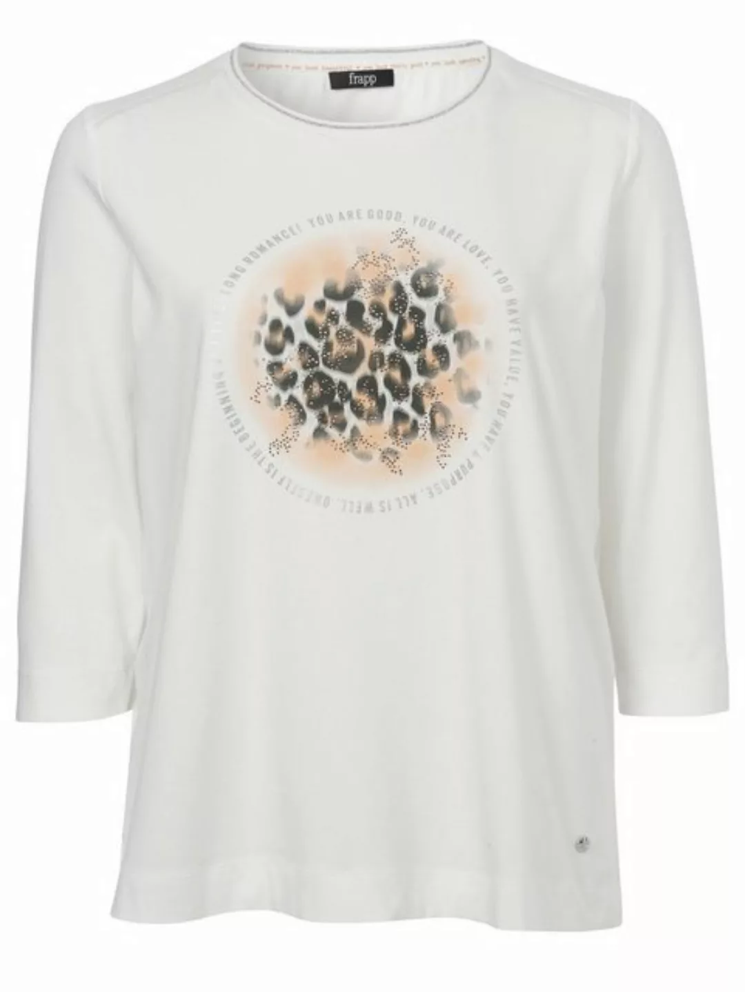 FRAPP 3/4-Arm-Shirt Modisches T-Shirt mit Glitzersteinen (1-tlg) Animalprin günstig online kaufen