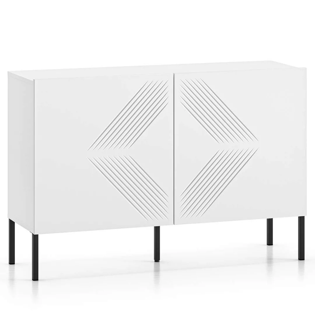 Sideboard 114cm in weiß, schwarze Metallfüße CHENNAI-131 günstig online kaufen