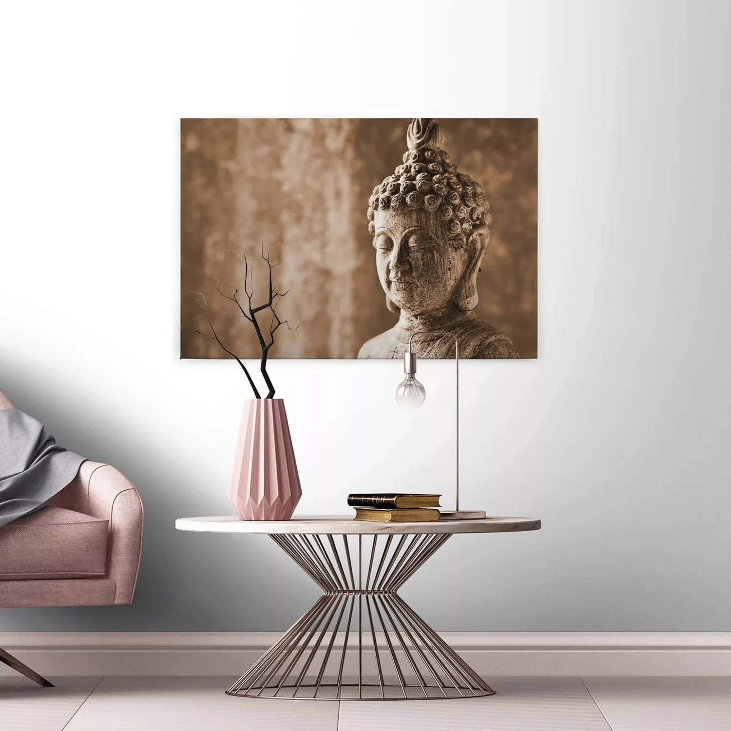 Bricoflor Buddha Leinwand Bild In Grau Asiatisches Leinwandbild Ideal Für S günstig online kaufen