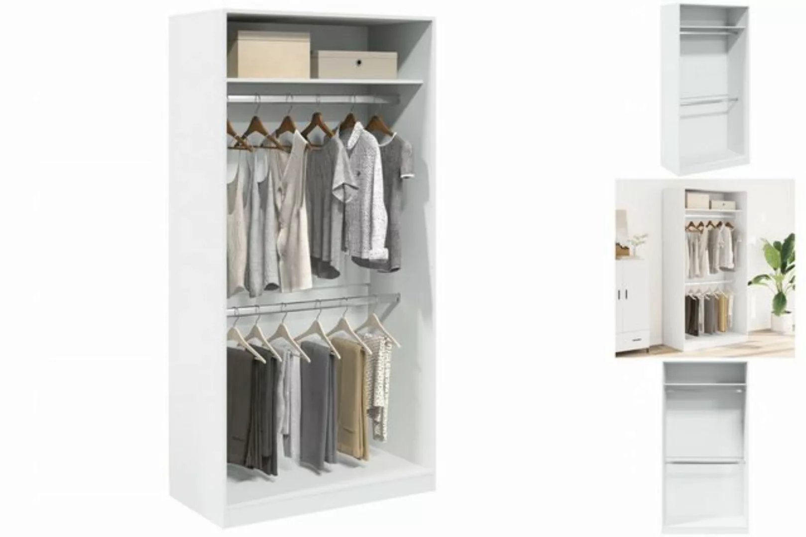 vidaXL Kleiderschrank Kleiderschrank Weiß 100x50x200 cm Holzwerkstoff günstig online kaufen