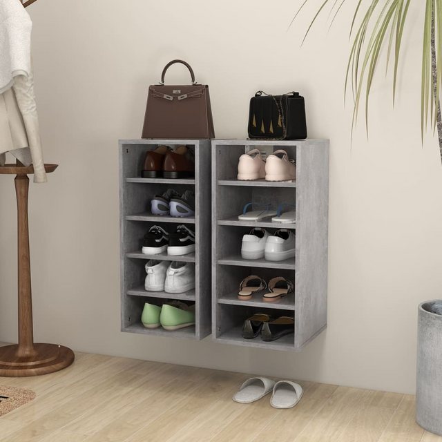 vidaXL Schuhschrank Schuhschränke 2 Stk Betongrau 31,5x35x70 cm Spanplatte günstig online kaufen