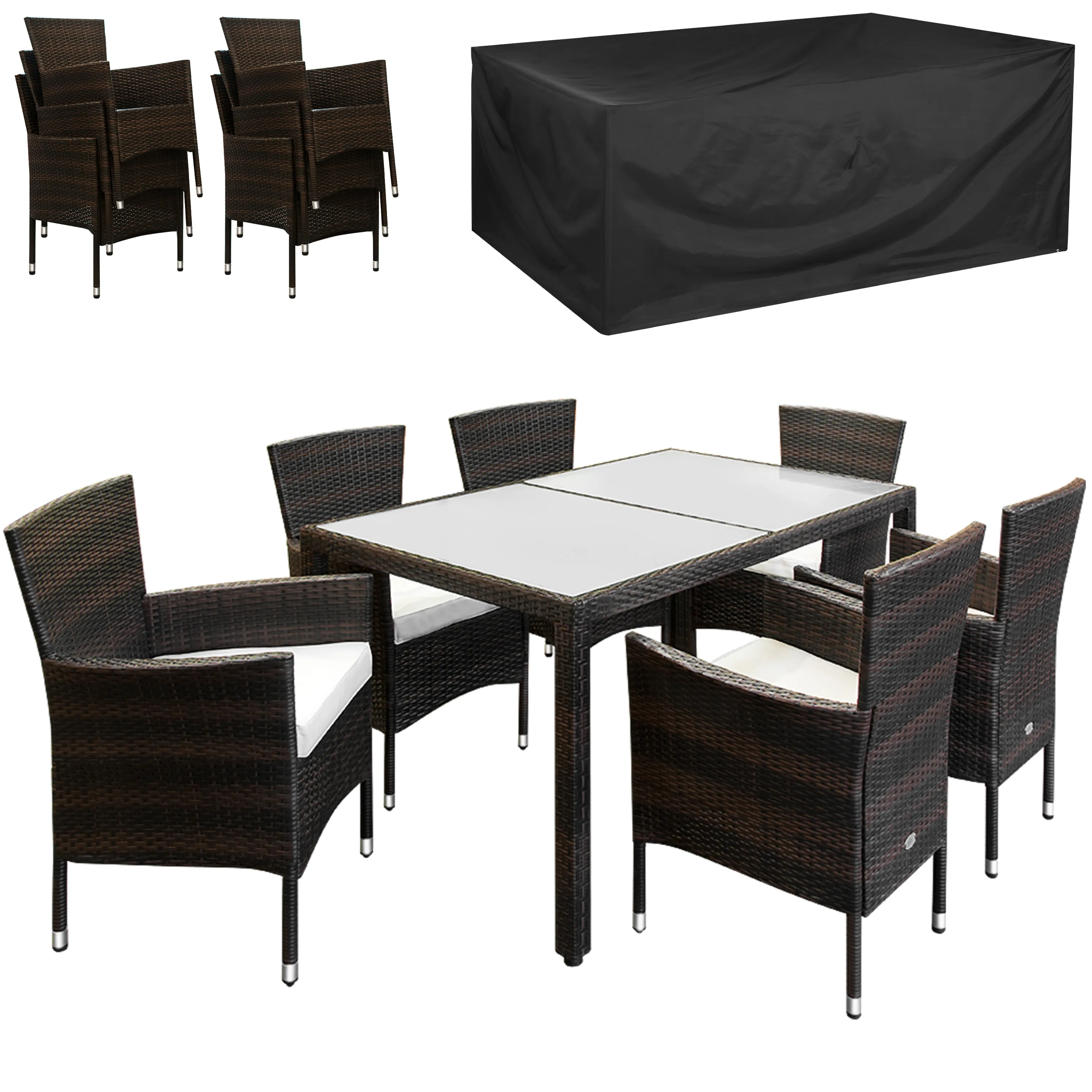 Casaria Garten-Essgruppe, 6 Personen Rattan inkl. günstig online kaufen