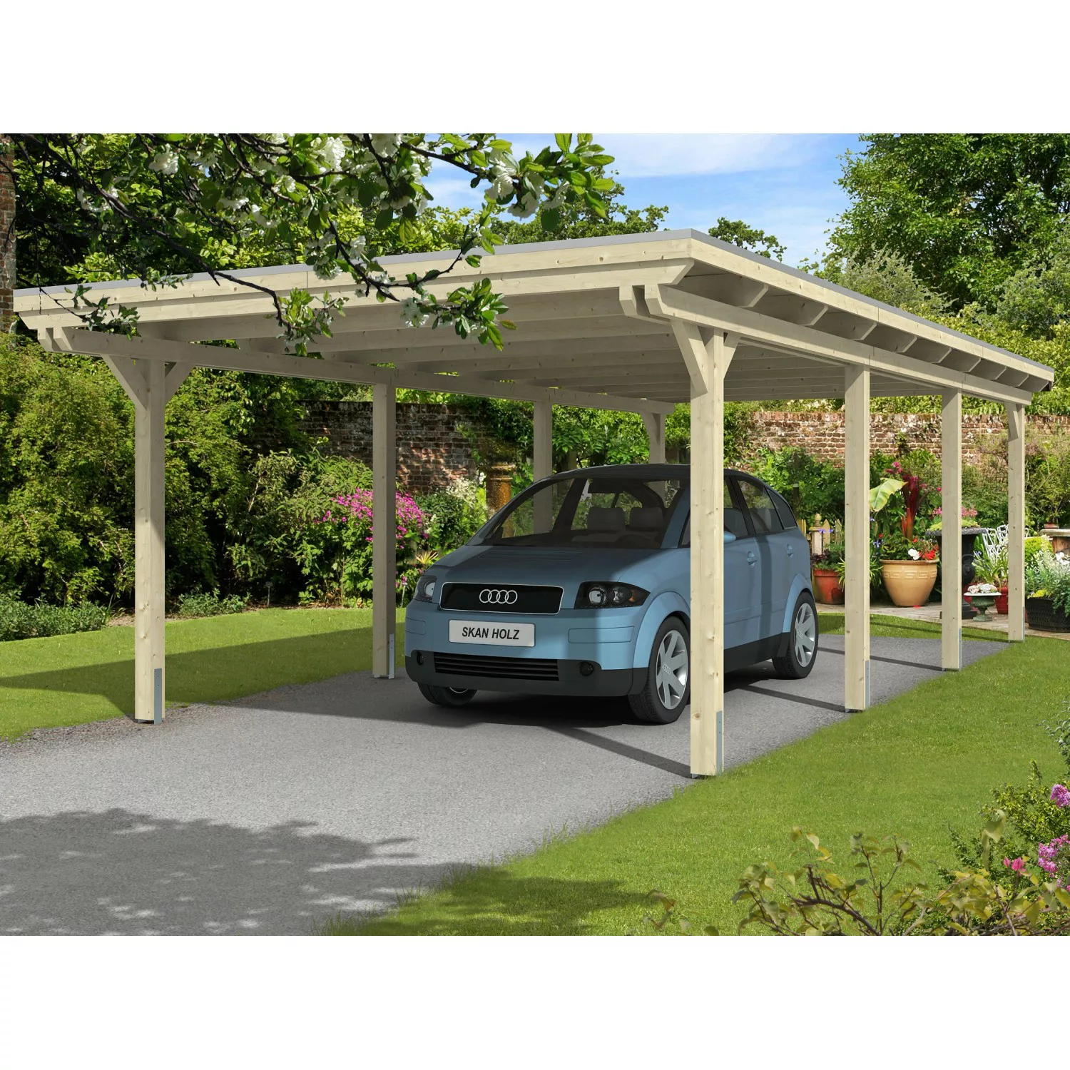 Skan Holz Carport Emsland 404 cm x 846 cm Natur günstig online kaufen