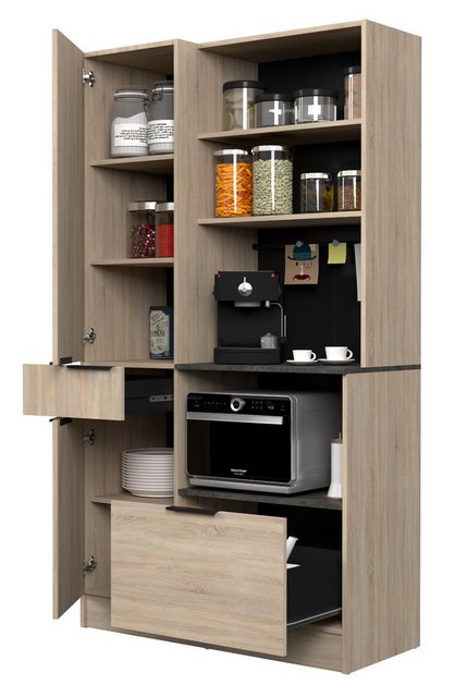 Parisot Küchenbuffet Revin (Küchenschrank Set in Eiche mit grau, 2-St., ink günstig online kaufen