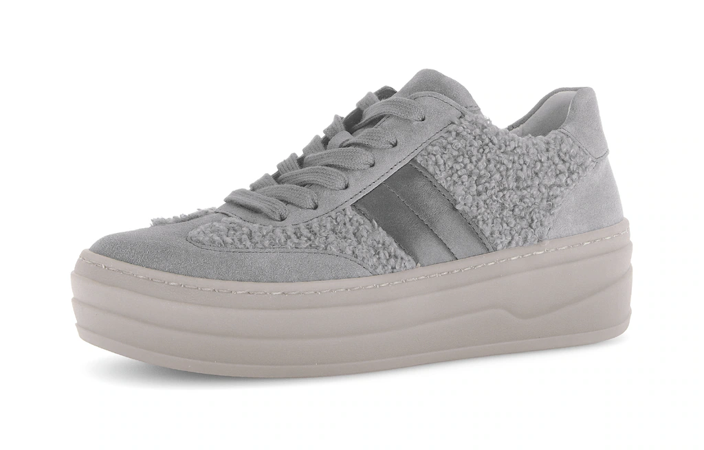 Gabor Plateausneaker, Freizeitschuh, Halbschuh, Schnürschuh in Teddy-Optik günstig online kaufen