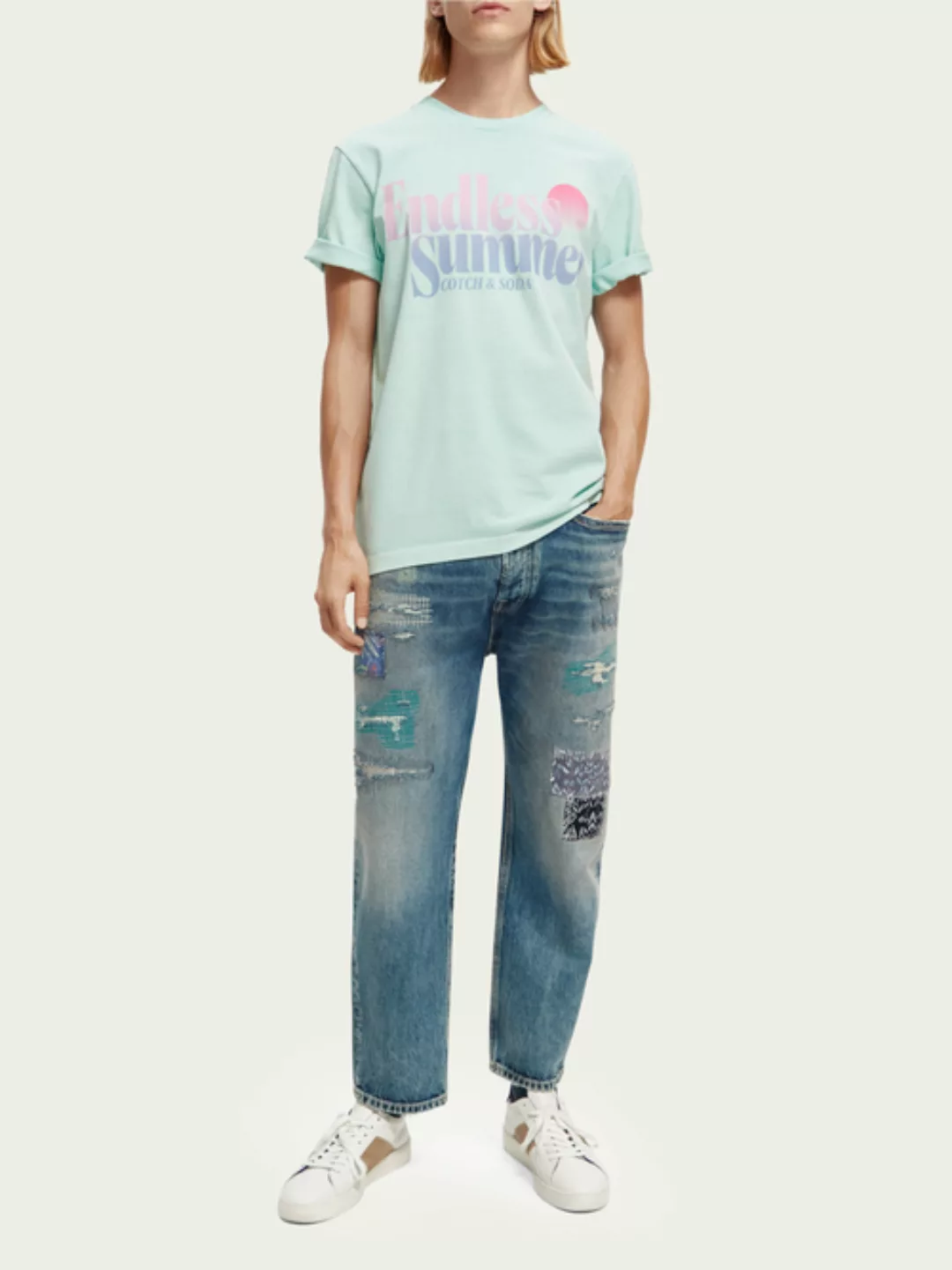 Scotch & Soda Regular Fit T-Shirt mit „Garment-Dye“-Artwork günstig online kaufen