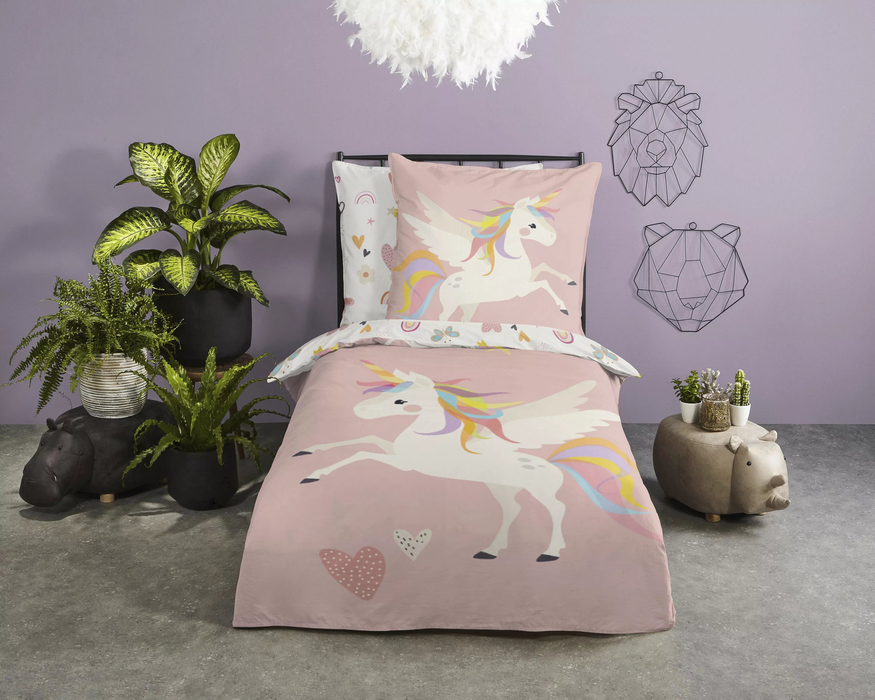 good morning Kinderbettwäsche »Unicorn«, Baumwolle, 135x200, Reißverschluss günstig online kaufen